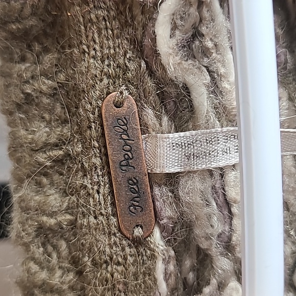 FREE PEOPLE Large Through the Storm Fair Isle Brown Sweater Wool Blend - Picture 2 of 6